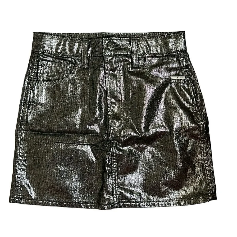Gap Girls Kids Metallic Denim Mini Soft Cotton Skirt(Size 10slim)